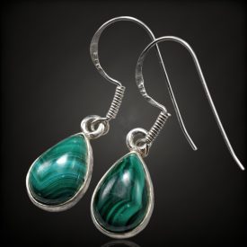 Malachit ezüst fülbevaló