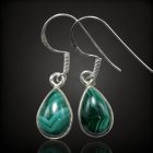 Malachit ezüst fülbevaló