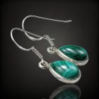 Malachit ezüst fülbevaló