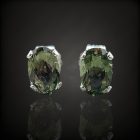 Moldavit ezüst fülbevaló