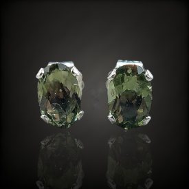 Moldavit ezüst fülbevaló