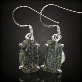 Moldavit ezüst fülbevaló