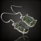 Moldavit ezüst fülbevaló