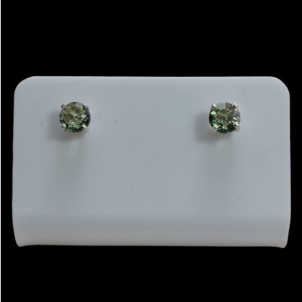 Moldavit ezüst fülbevaló