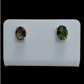 Moldavit ezüst fülbevaló