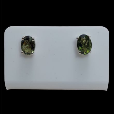 Moldavit ezüst fülbevaló