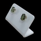 Moldavit ezüst fülbevaló