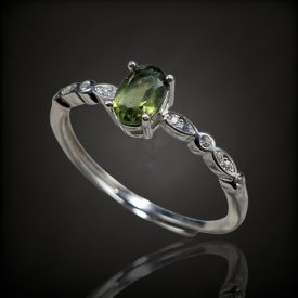 Moldavit ezüst gyűrű