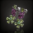 Olivin gránát ezüst fülbevaló