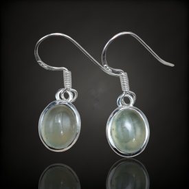 Prehnit ezüst fülbevaló