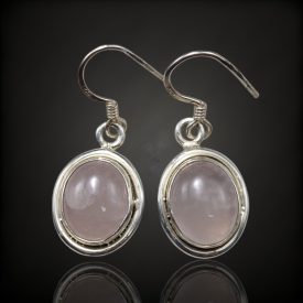 Rózsakvarc ezüst fülbevaló