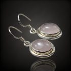 Rózsakvarc ezüst fülbevaló