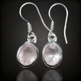 Rózsakvarc ezüst fülbevaló