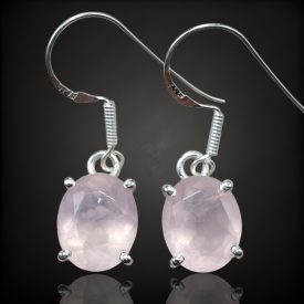 Rózsakvarc ezüst fülbevaló