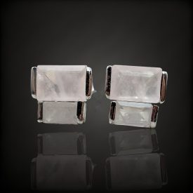 Rózsakvarc ezüst fülbevaló