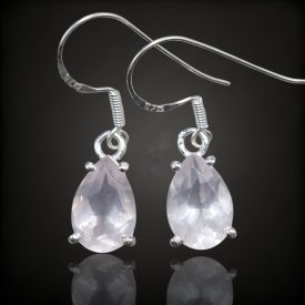 Rózsakvarc ezüst fülbevaló