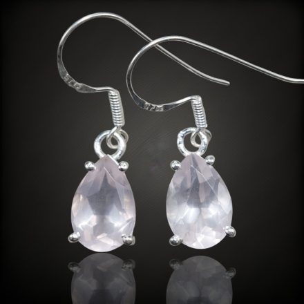 Rózsakvarc ezüst fülbevaló