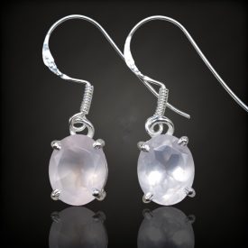 Rózsakvarc ezüst fülbevaló