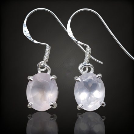 Rózsakvarc ezüst fülbevaló