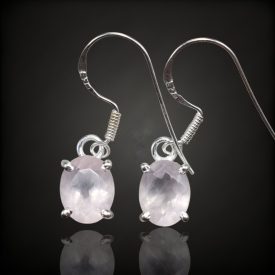Rózsakvarc ezüst fülbevaló