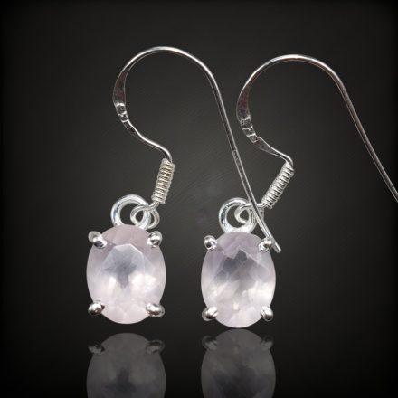 Rózsakvarc ezüst fülbevaló