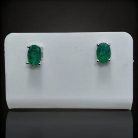 Smaragd ezüst fülbevaló