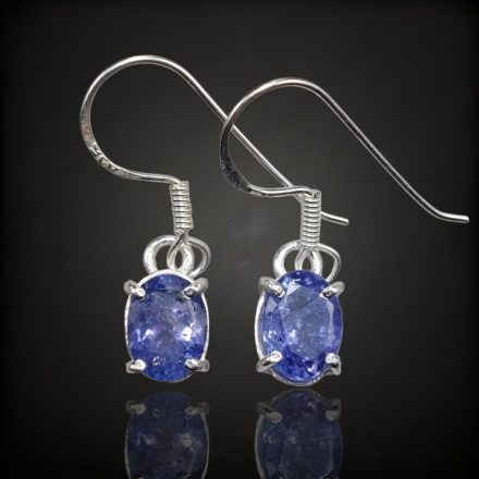 Tanzanit ezüst fülbevaló