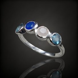 Topáz zafír rózsakvarc ezüst gyűrű