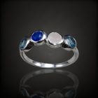 Topáz zafír rózsakvarc ezüst gyűrű