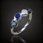 Topáz zafír rózsakvarc ezüst gyűrű