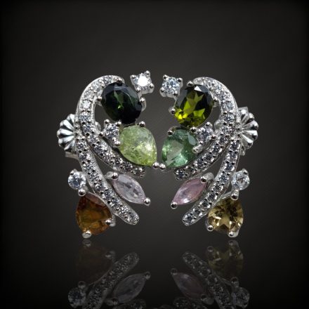 Turmalin ezüst fülbevaló